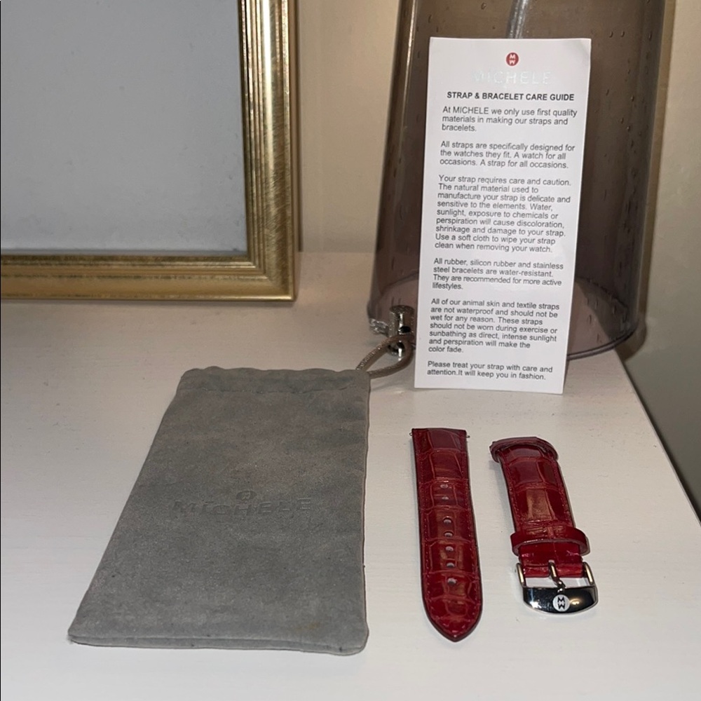 Michele Red Leather Watch Accessory